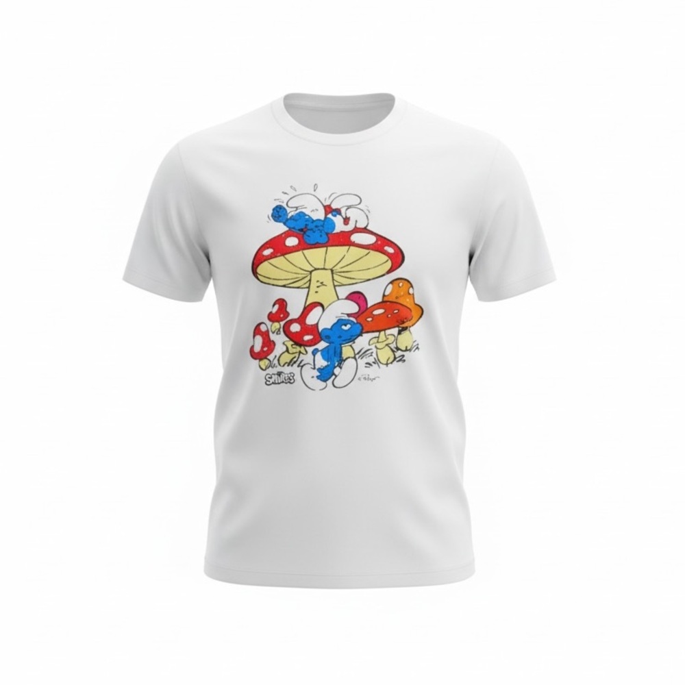 Unisex (Mens Small) White Smurfs Graphic T-Shirt New